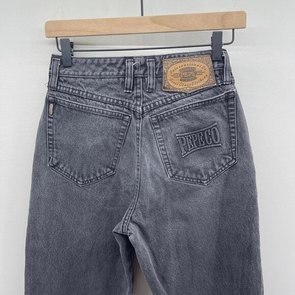 Vintage Pepe Washed Black High Rise Button‎ Fly 3D Back Pocket Straight Jeans - Picture 4 of 6